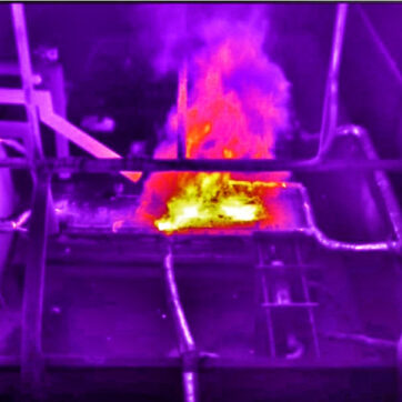 Thermographie eines Thermal Propagation Tests in der Testkammer